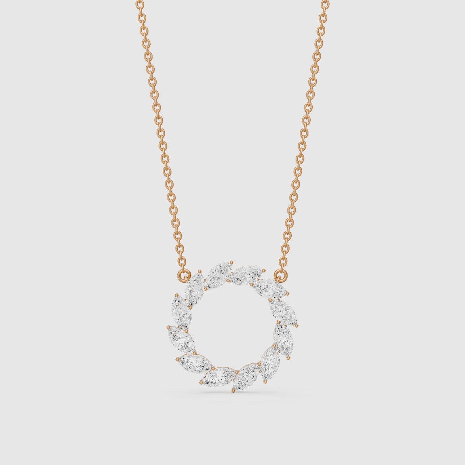 Load video: Edda Marquise Lab Grown Diamond Wreath Necklace