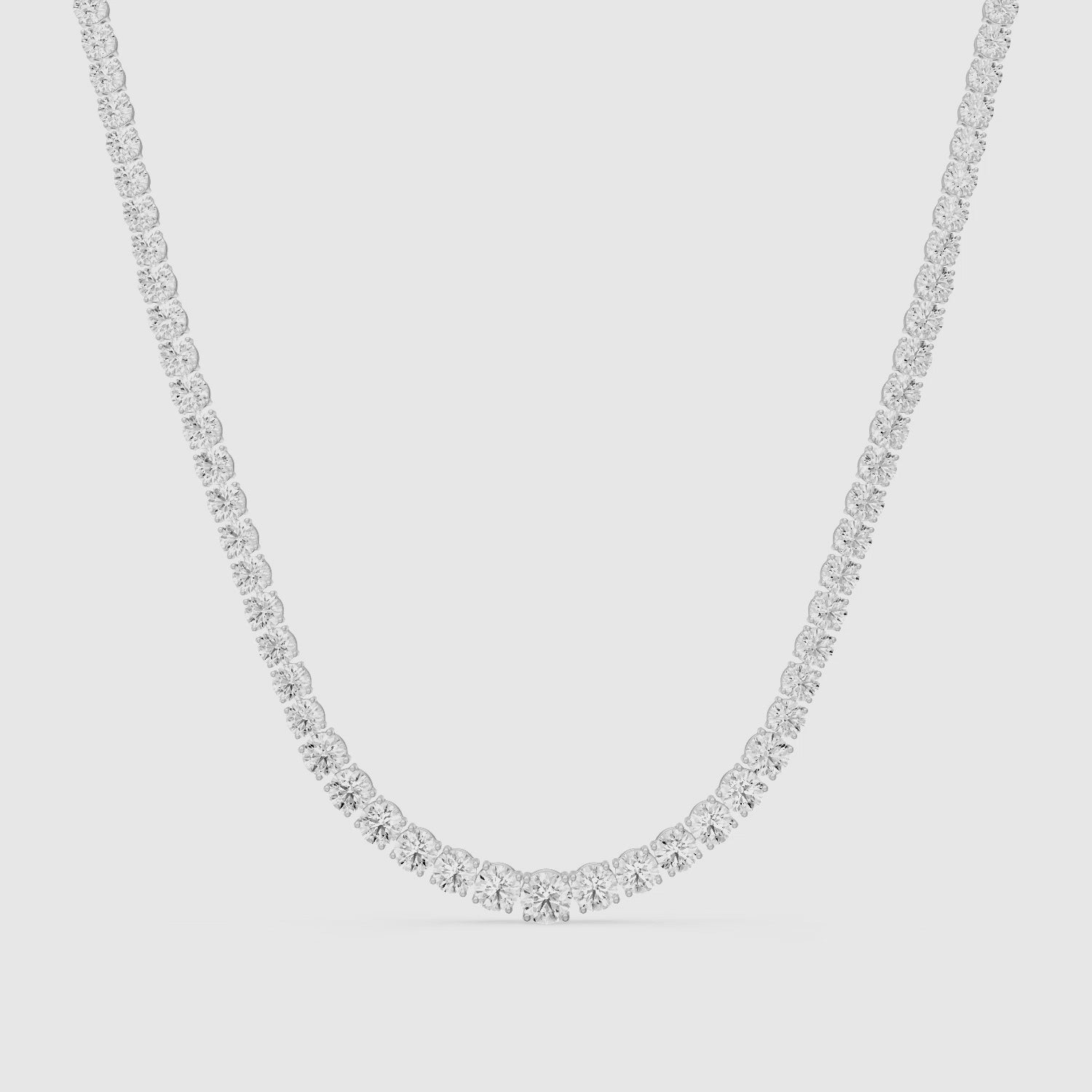 Load video: Brynlee Round Cut Lab Grown Diamond Classic Tennis Necklace