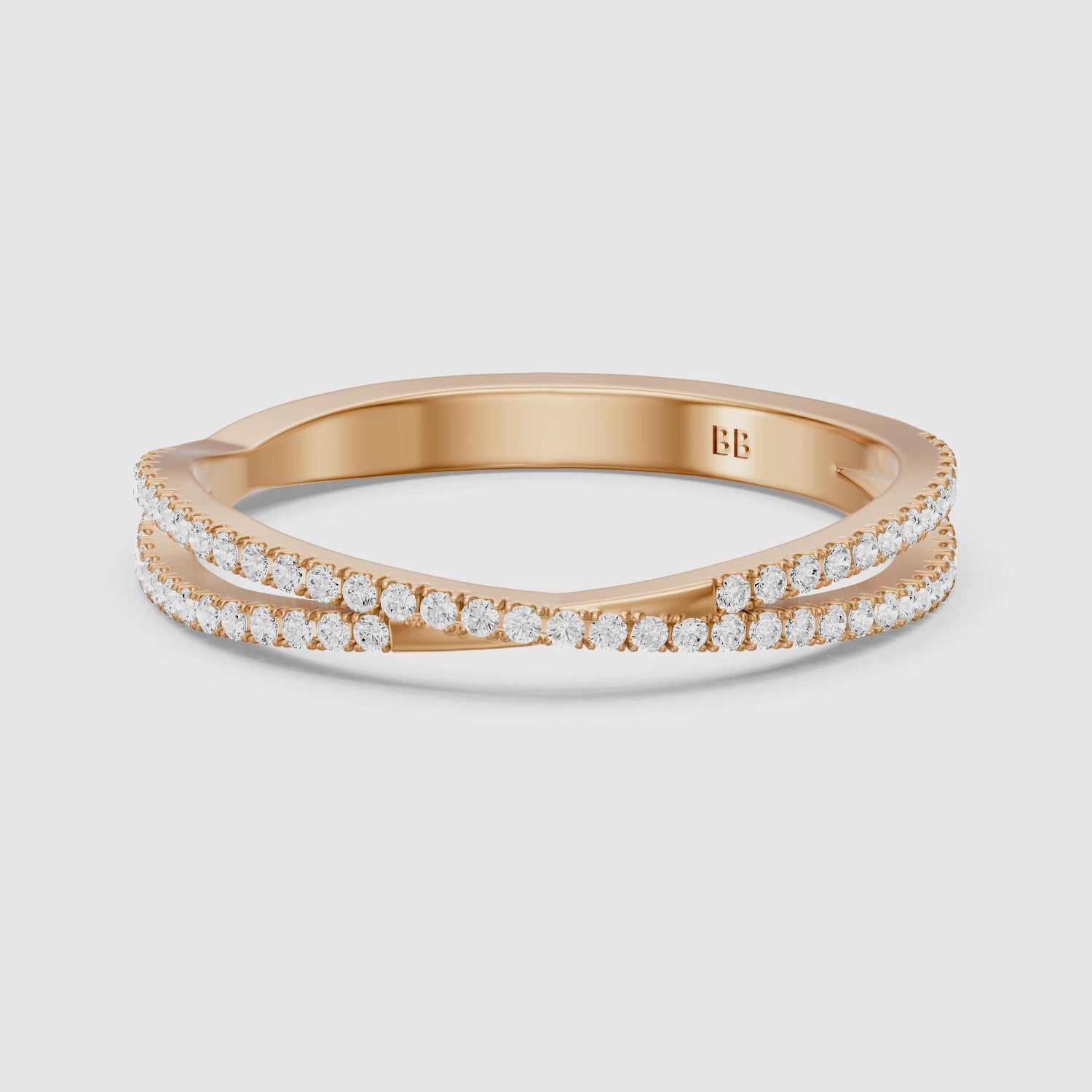 Load video: Lyra Crossover Pavé Lab Grown Diamond Wedding Band