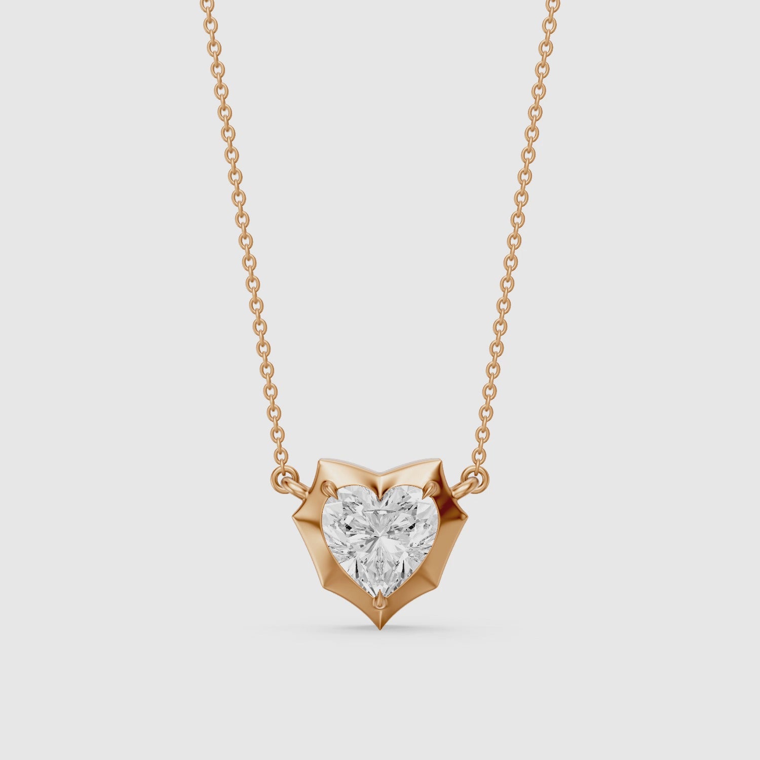 Load video: Jana Heart Shape Lab Grown Diamond Abstract Bezel Pendant