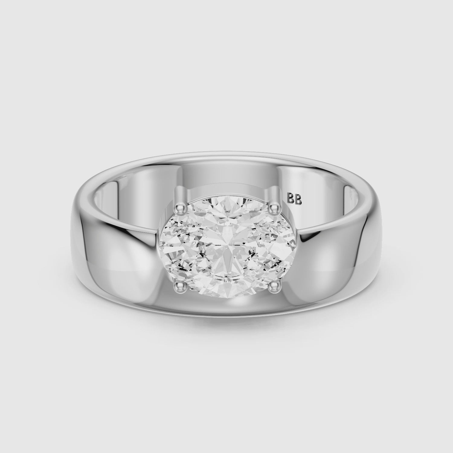 Load video: Fleur Oval Cut Lab Diamond Prong Set Cigar Band