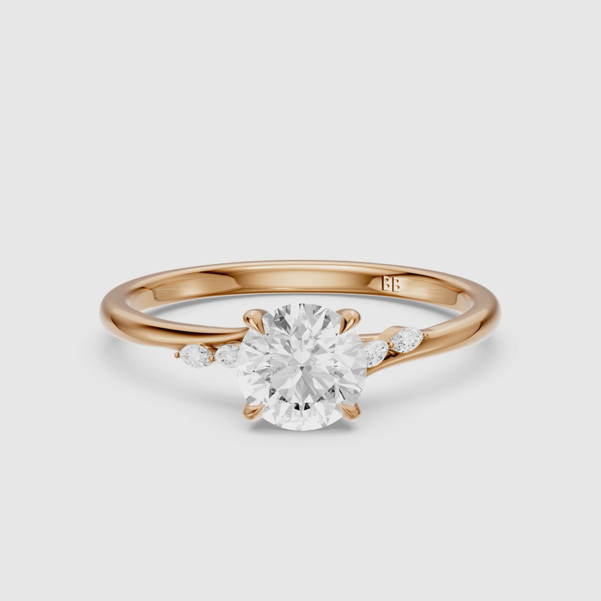 Load video: Arin Round Hidden Halo Side Marquise Lab Grown Diamond Ring