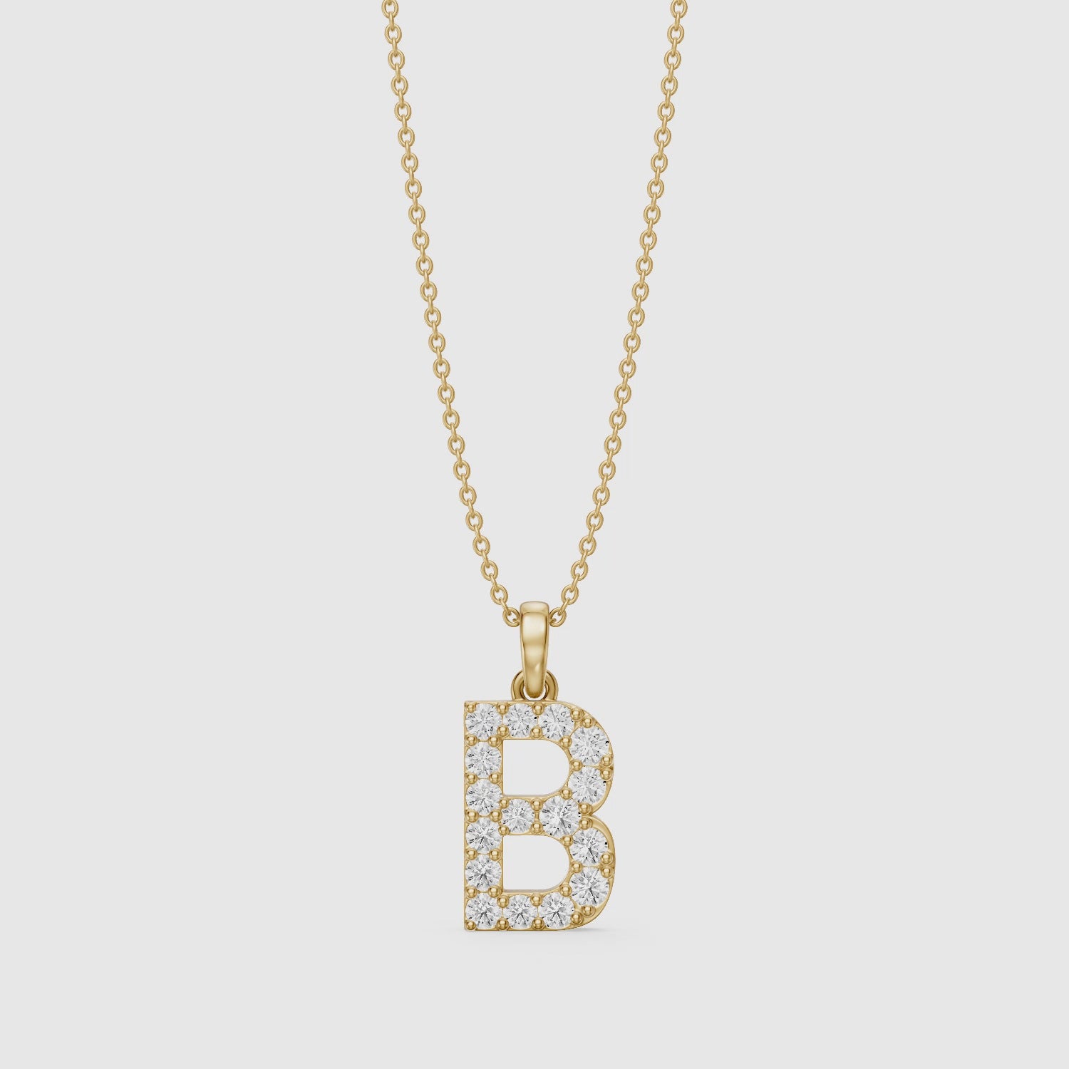 Load video: Brooklyn Lab Grown Diamond B Initial Pendant Necklace