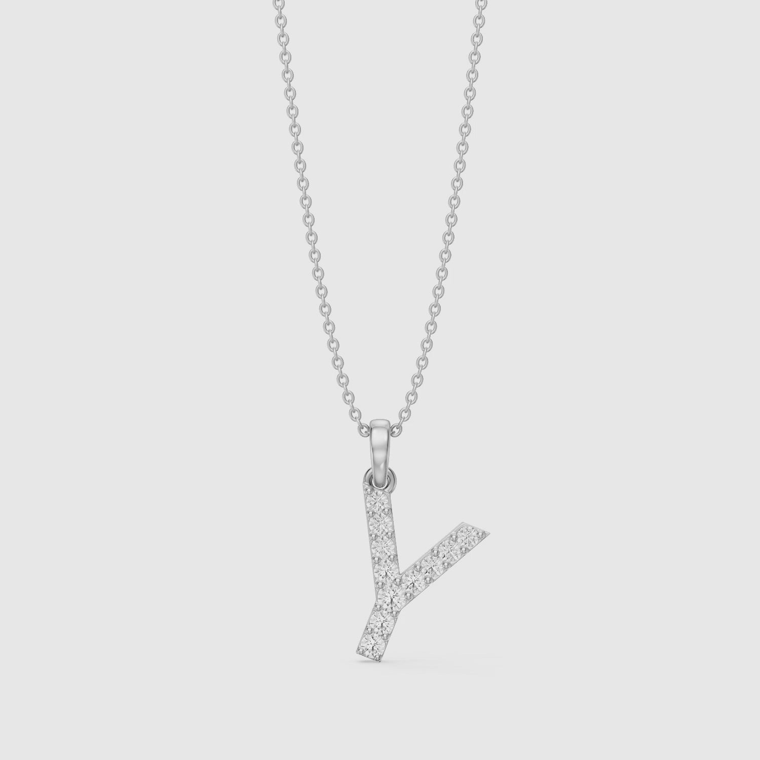 Load video: Ainsley Lab Grown Diamond Y Initial Pendant Necklace
