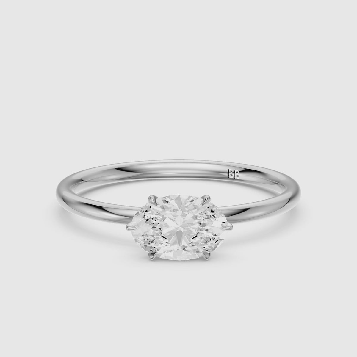 Load video: Jena Oval Lab Grown Diamond Solitaire East West Engagement Ring