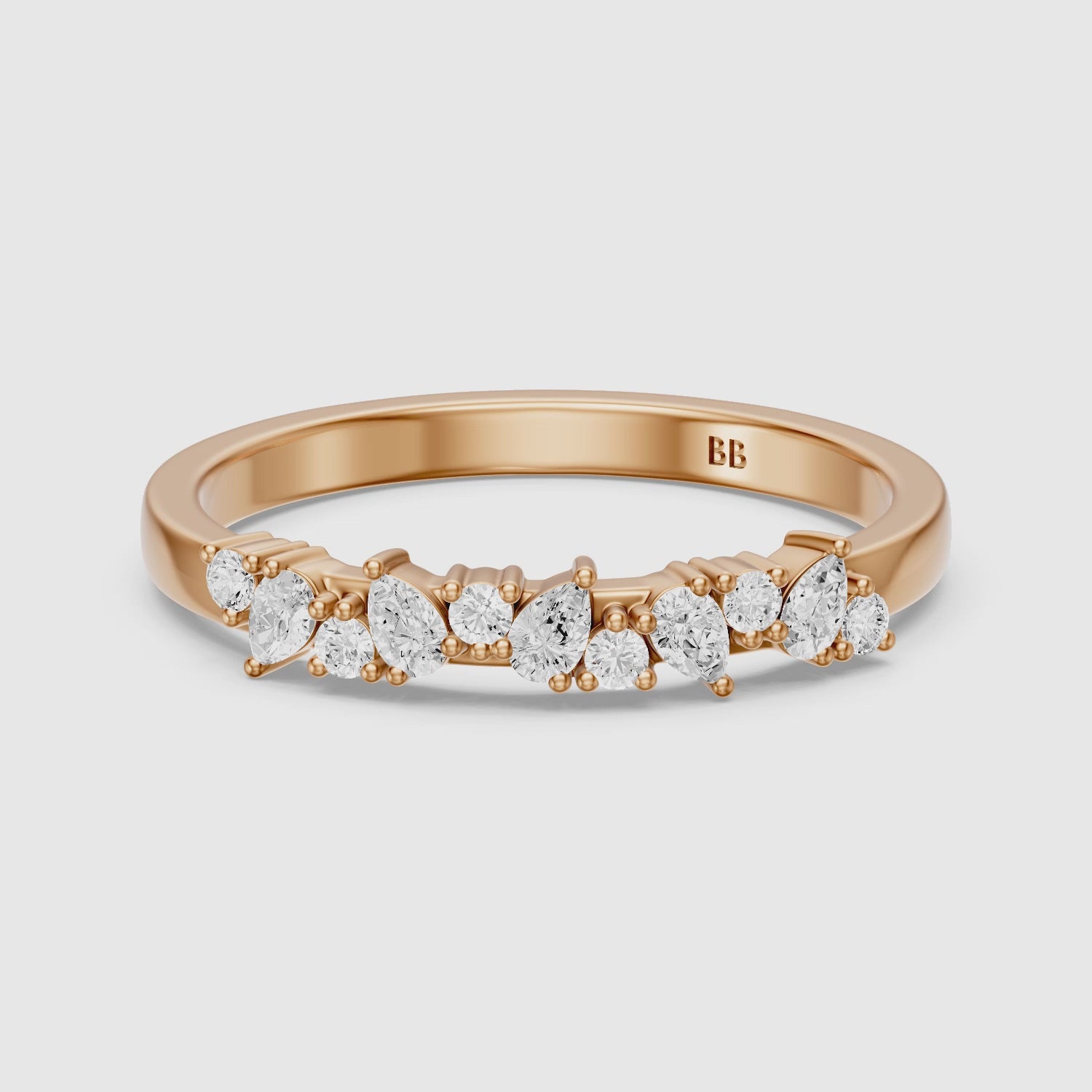 Load video: Kaia Pear and Round Shape Lab Grown Diamond Wedding Band