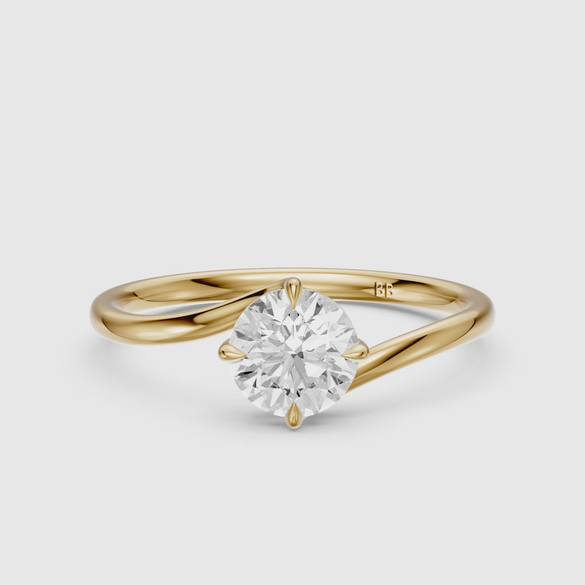 Load video: Aven Round Cut Solitaire Bypass Lab Grown Diamond Engagement Ring