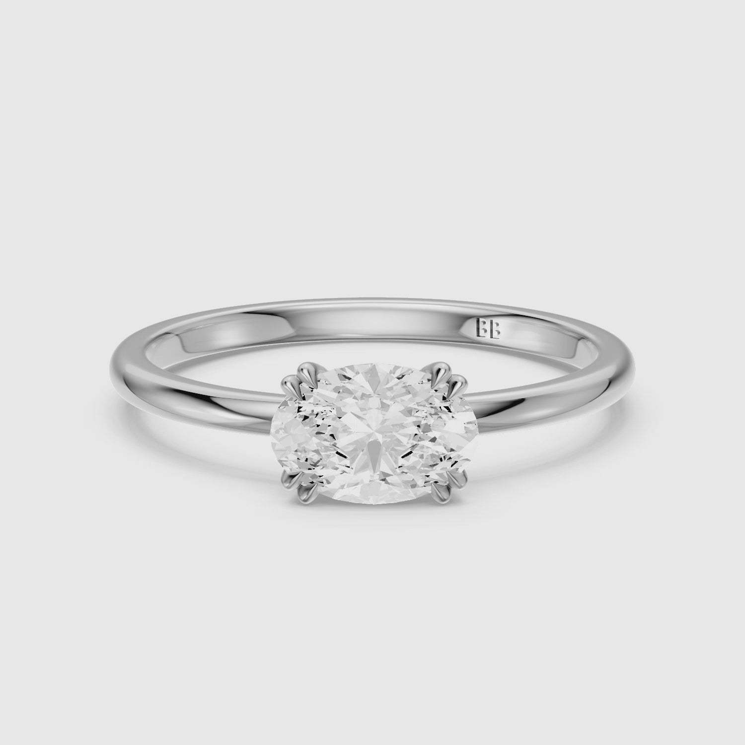 Load video: Ariel East West Oval Lab Grown Diamond Ring with Hidden Halo and Double Claw Prong