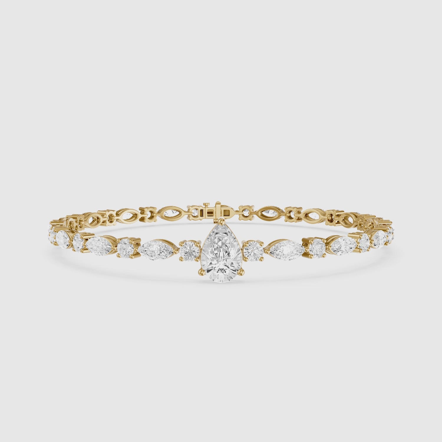Load video: Keira Pear, Marquise and Round Lab Grown Diamond Bracelet