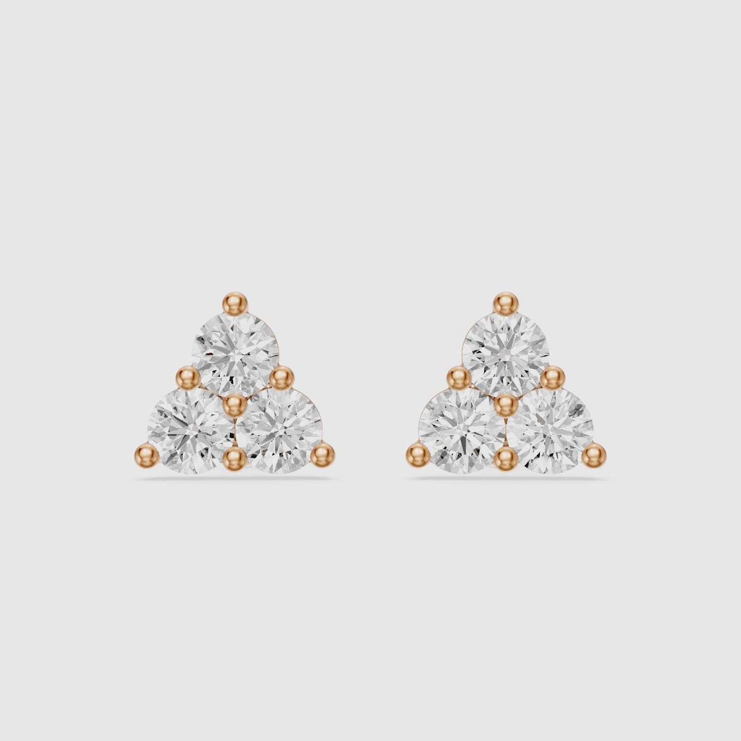 Load video: Roisin Round Cut Lab Grown Diamond Three Stone Cluster Earrings