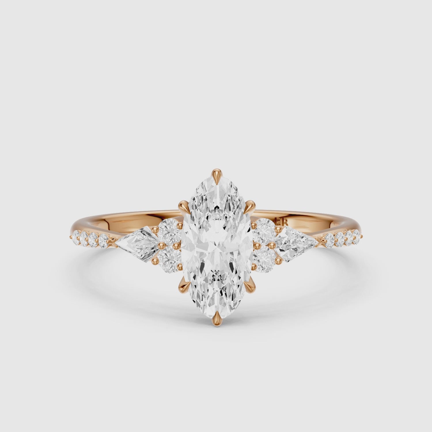 Load video: Esme Moval Lab Grown Diamond Cluster Ring with Kite Stones