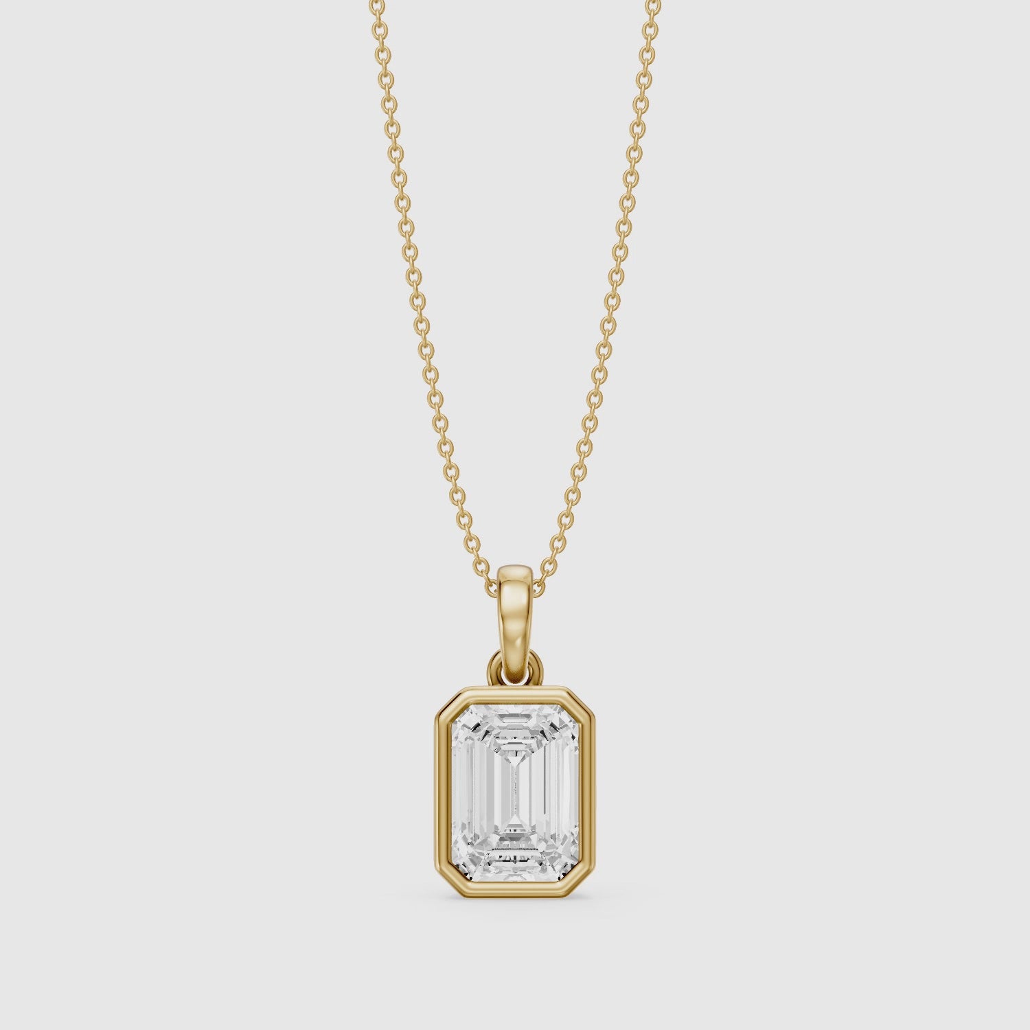 Load video: Agata Emerald Cut Solitaire Lab Grown Diamond Pendant