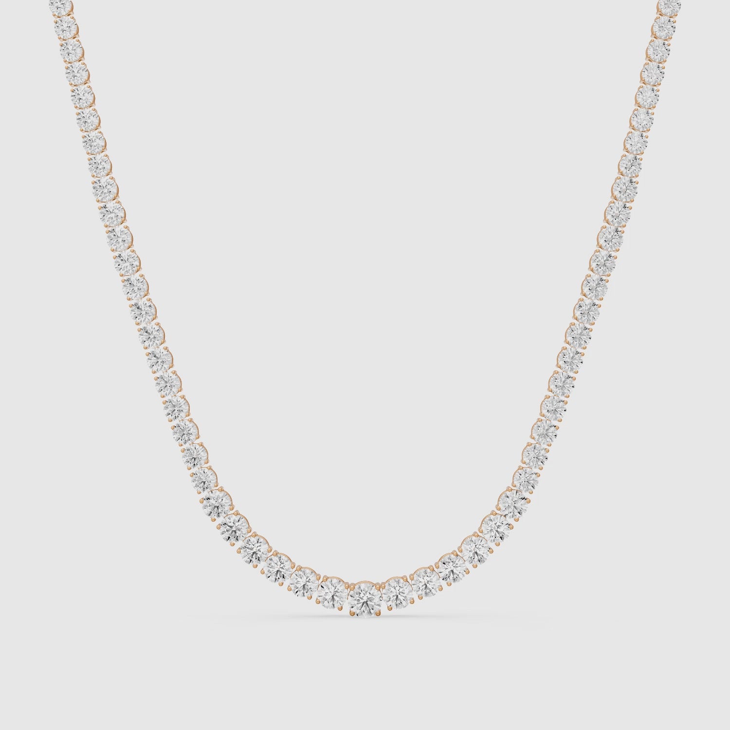 Load video: Brynlee Round Cut Lab Grown Diamond Classic Tennis Necklace