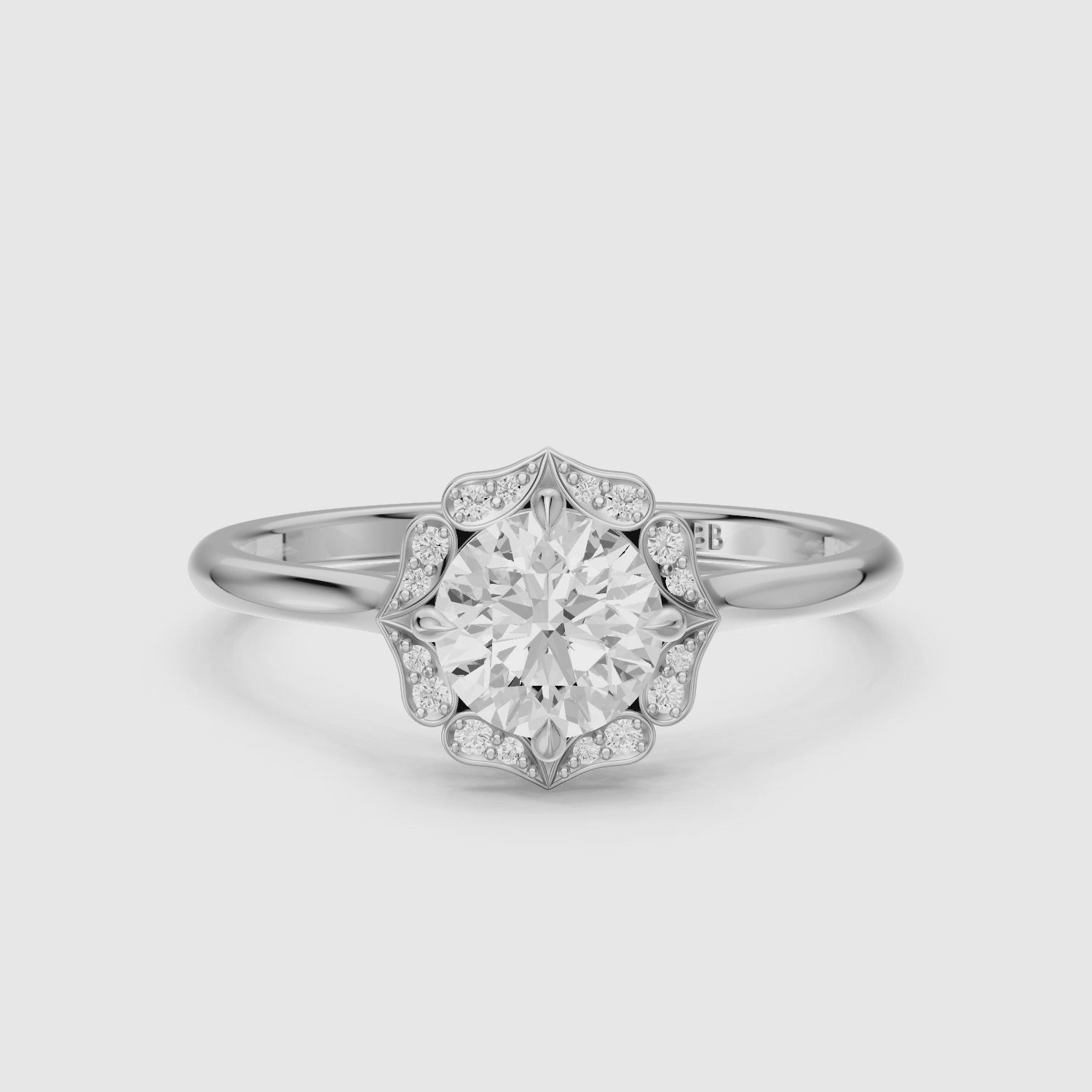 Load video: Maddyn Vintage Inspired Round Cut Halo Lab Grown Diamond Ring