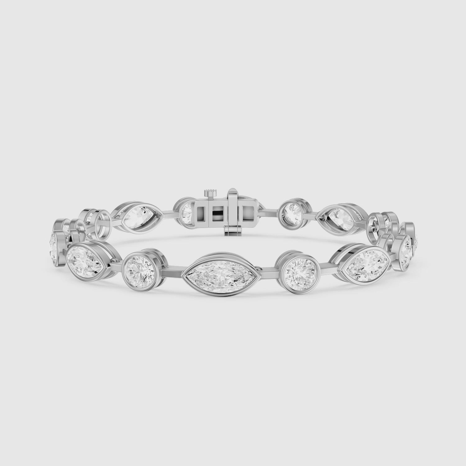 Load video: Sasilvia Round Cut and Marquise Cut Lab Grown Diamond Bezel Tennis Bracelet