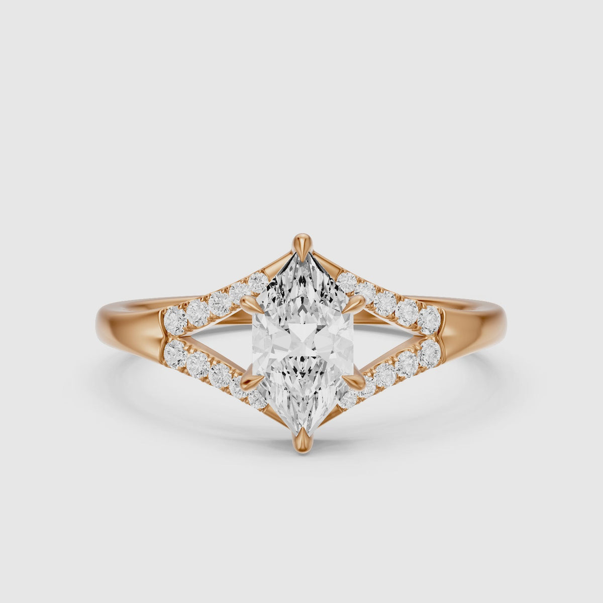 Load video: Natercia Dutch Marquise Lab Grown Diamond Pave Split Shank Engagement Ring