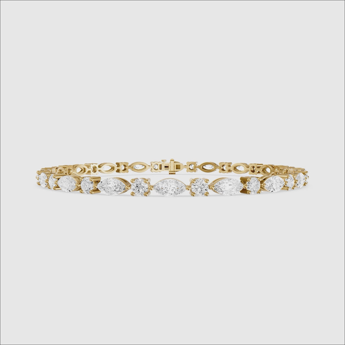 Load video: Oscar Marquise Cut and Round Cut Lab Grown Diamond Tennis Bracelet