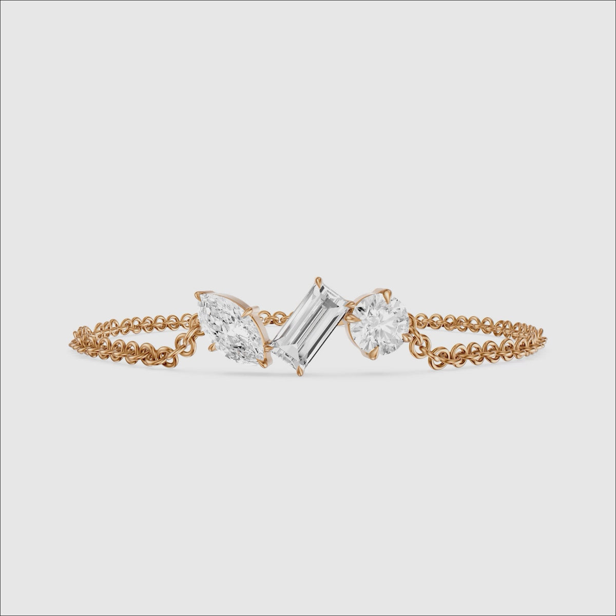 Load video: Dulcie Mixed Shape Lab Grown Diamond Trio Station Chain Bracelet