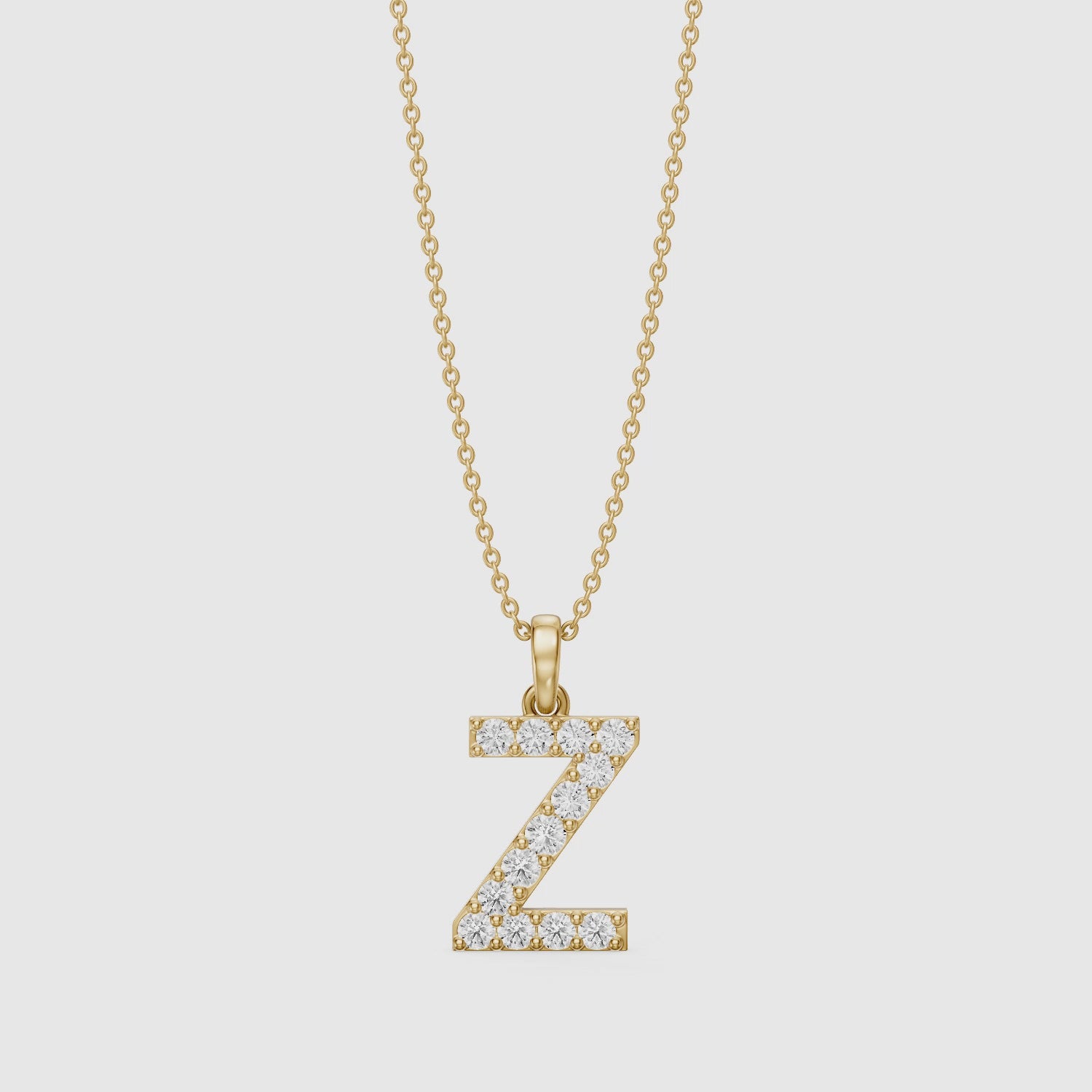 Load video: Kallie Lab Grown Diamond Z Initial Pendant Necklace