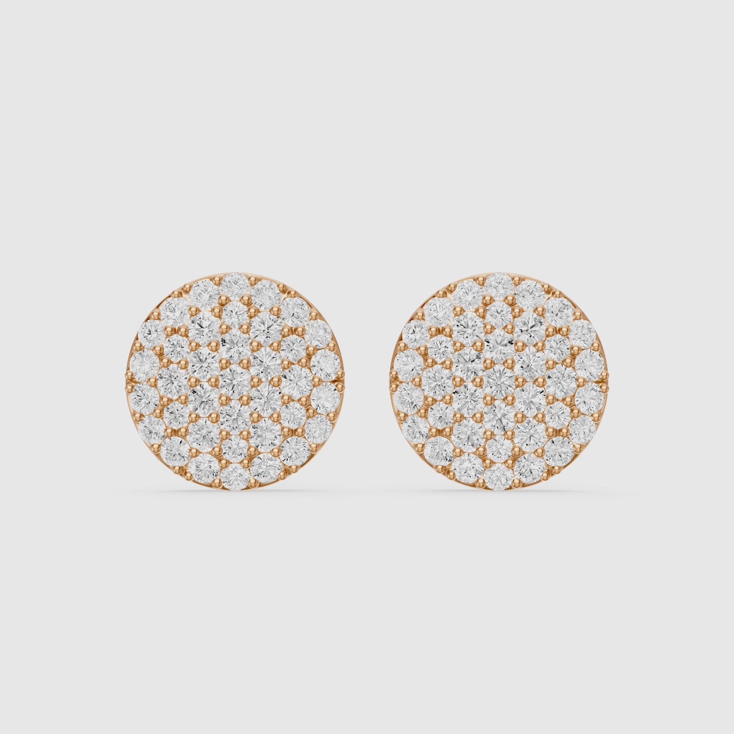 Load video: Rosa Round Cut Lab Grown Diamond Pave Cluster Stud Earrings