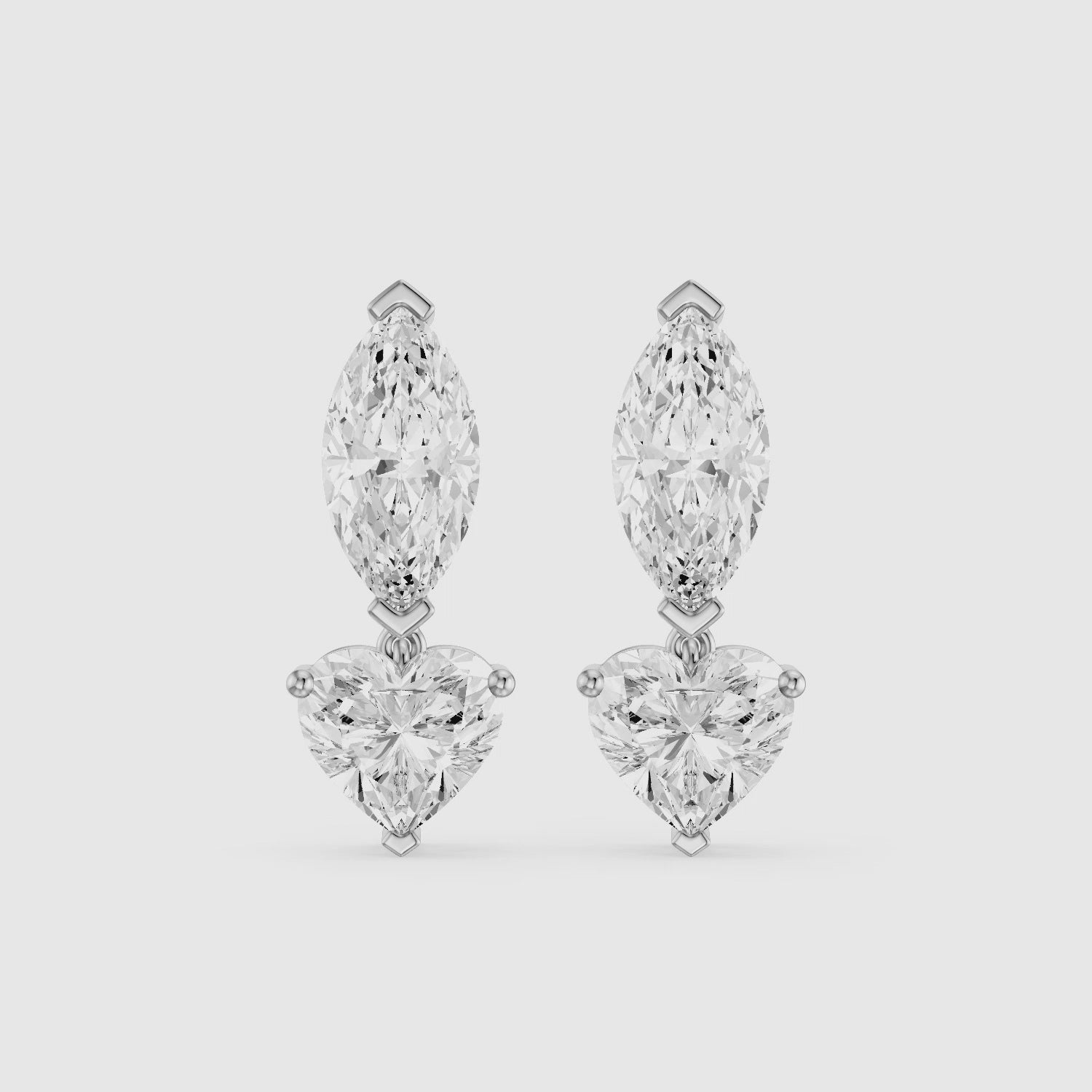Load video: Saylor Marquise and Heart Shape Lab Grown Diamond Drop Earrings