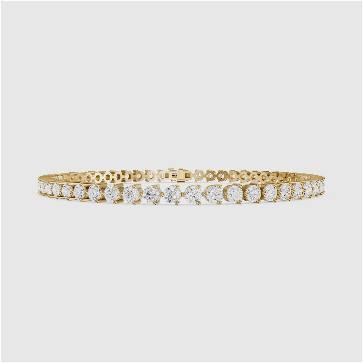Load video: Alice Round Cut Lab Grown Diamond Three Prong Tennis Bracelet