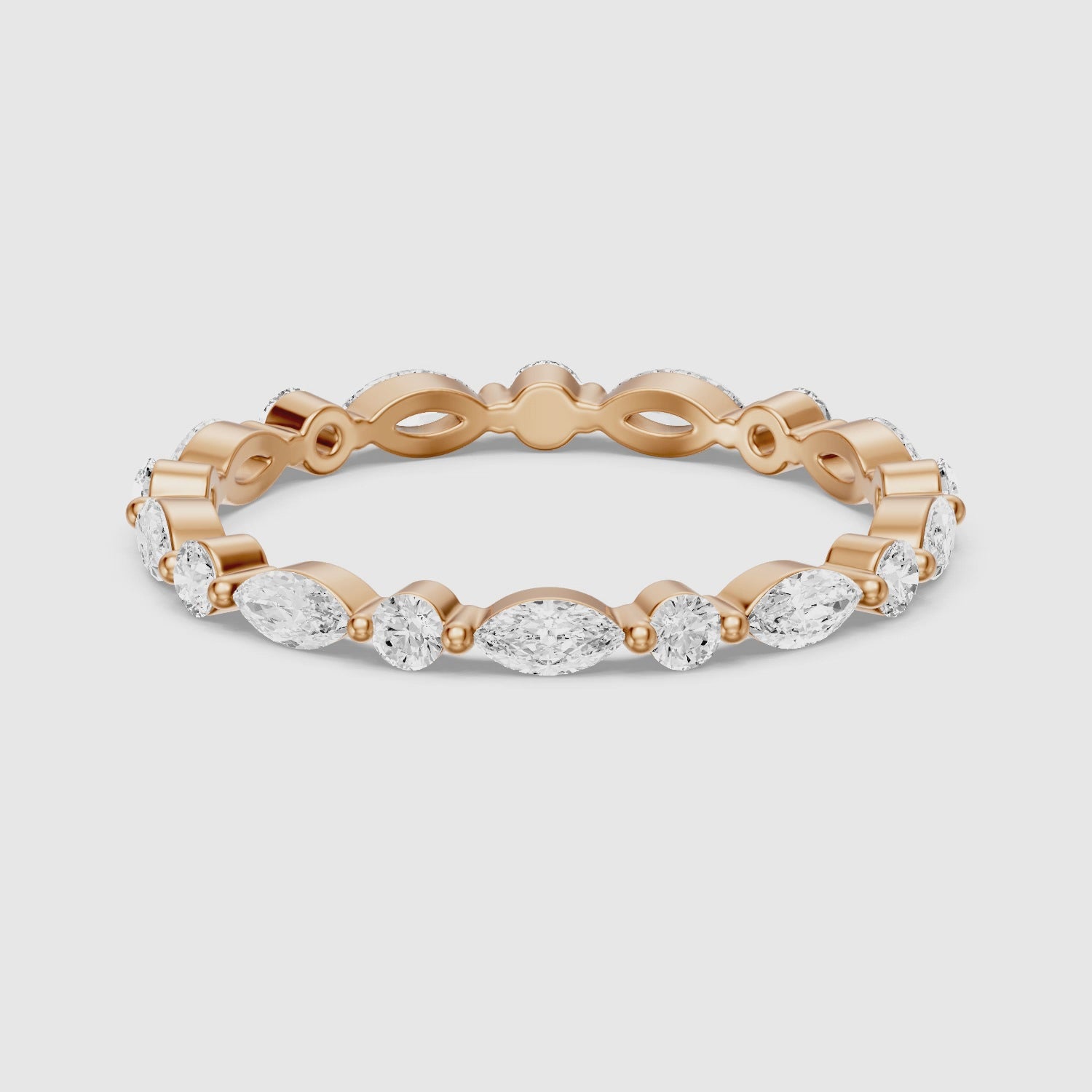 Load video: Dua Round and Marquise Lab Grown Diamond Stackable Eternity Band