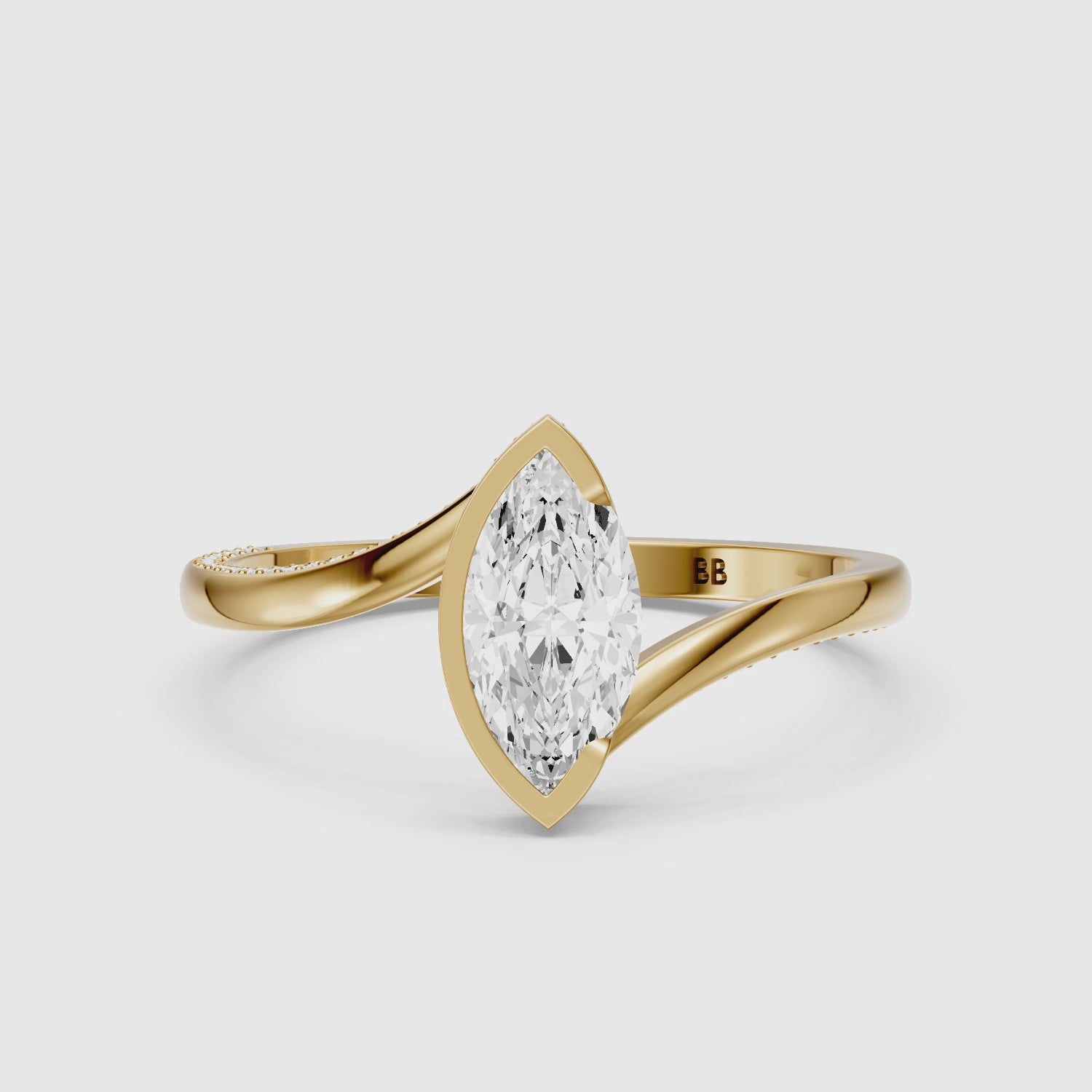 Load video: Sienna Marquise Cut Bezel Lab Grown Diamond Ring