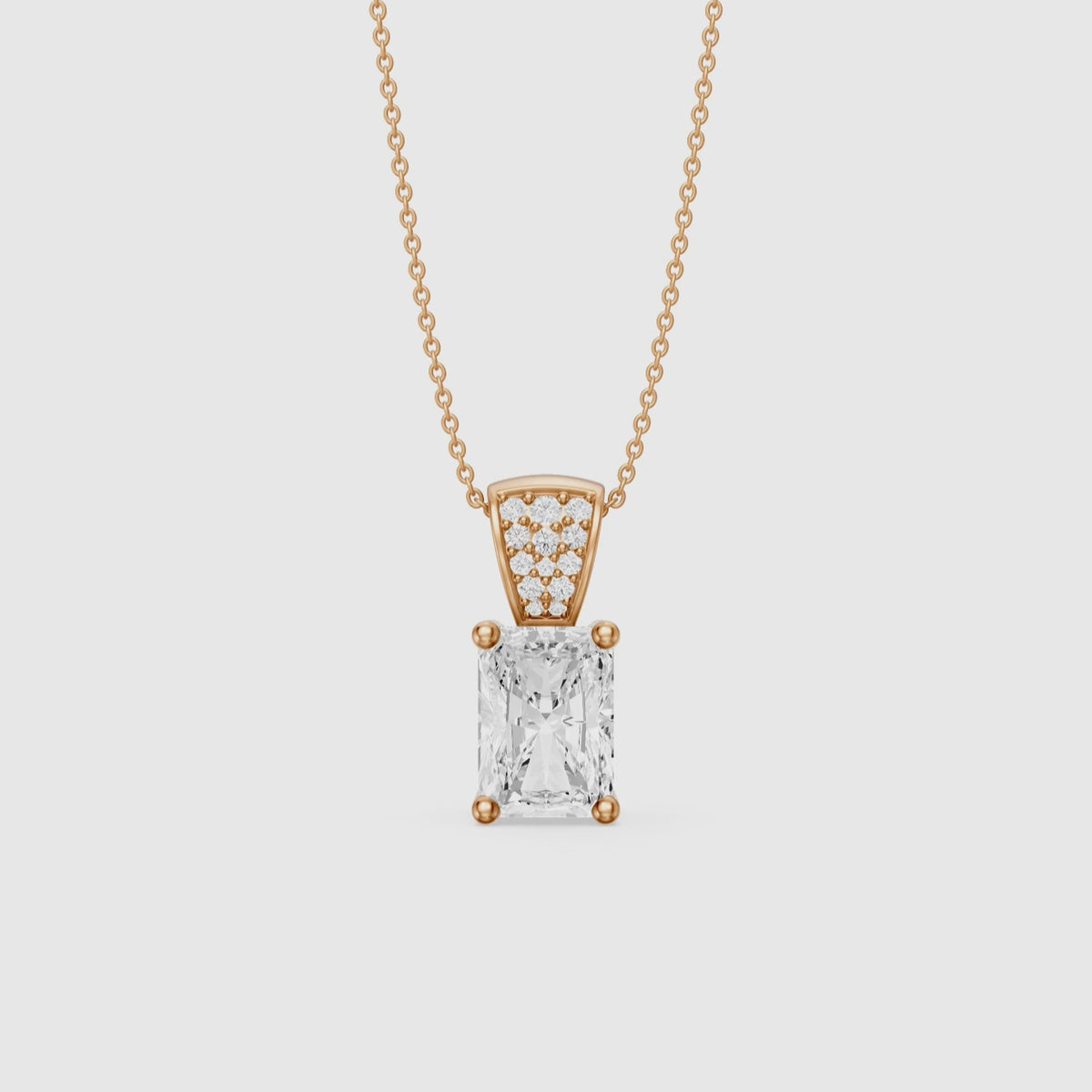 Load video: Kamila Radiant Cut Lab Grown Diamond Pendant with Pave Bail