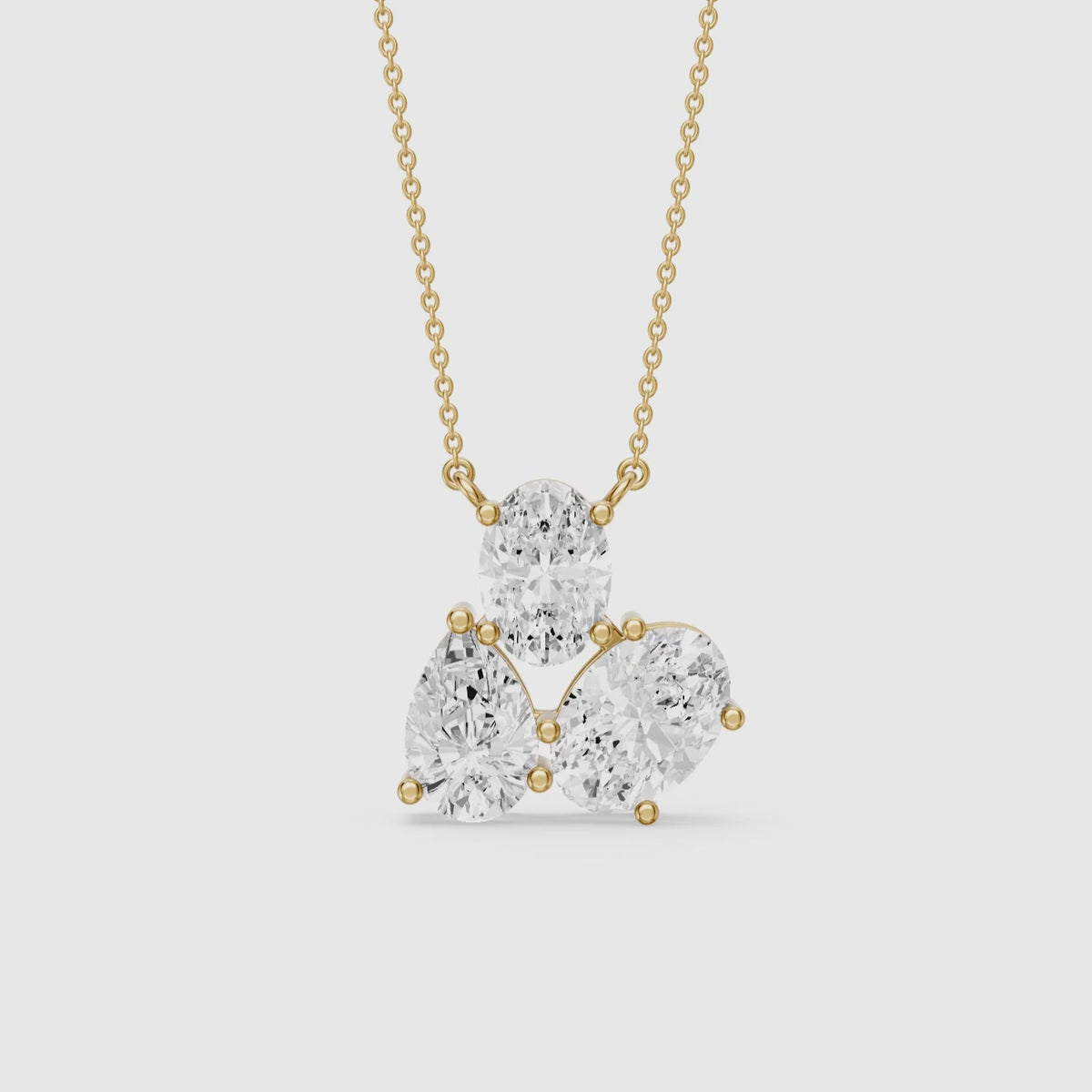 Load video: Fatima Oval and Pear Lab Grown Diamond Cluster Pendant
