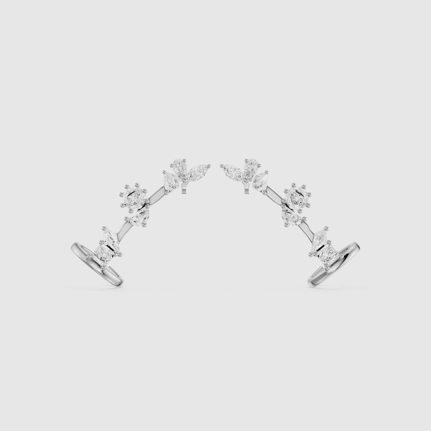 Load video: Sarai Multi Shape Lab Grown Diamond Ear Cuff Earrings