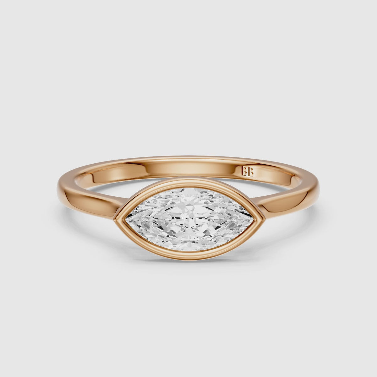 Load video: Mira East-West Marquise Bezel Set Lab Grown Diamond Engagement Ring