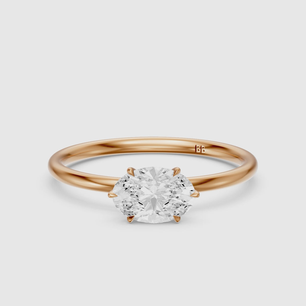 Load video: Jena Oval Lab Grown Diamond Solitaire East West Engagement Ring