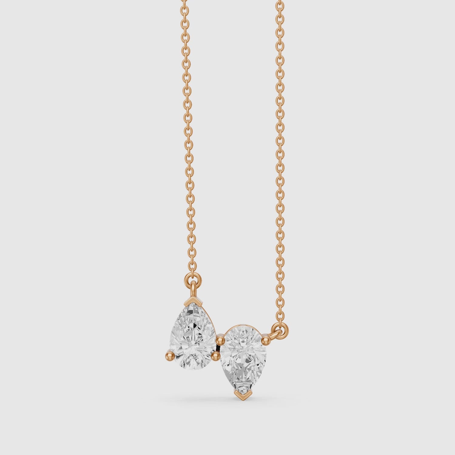 Load video: Aria Pear Lab Grown Diamond Duo Necklace