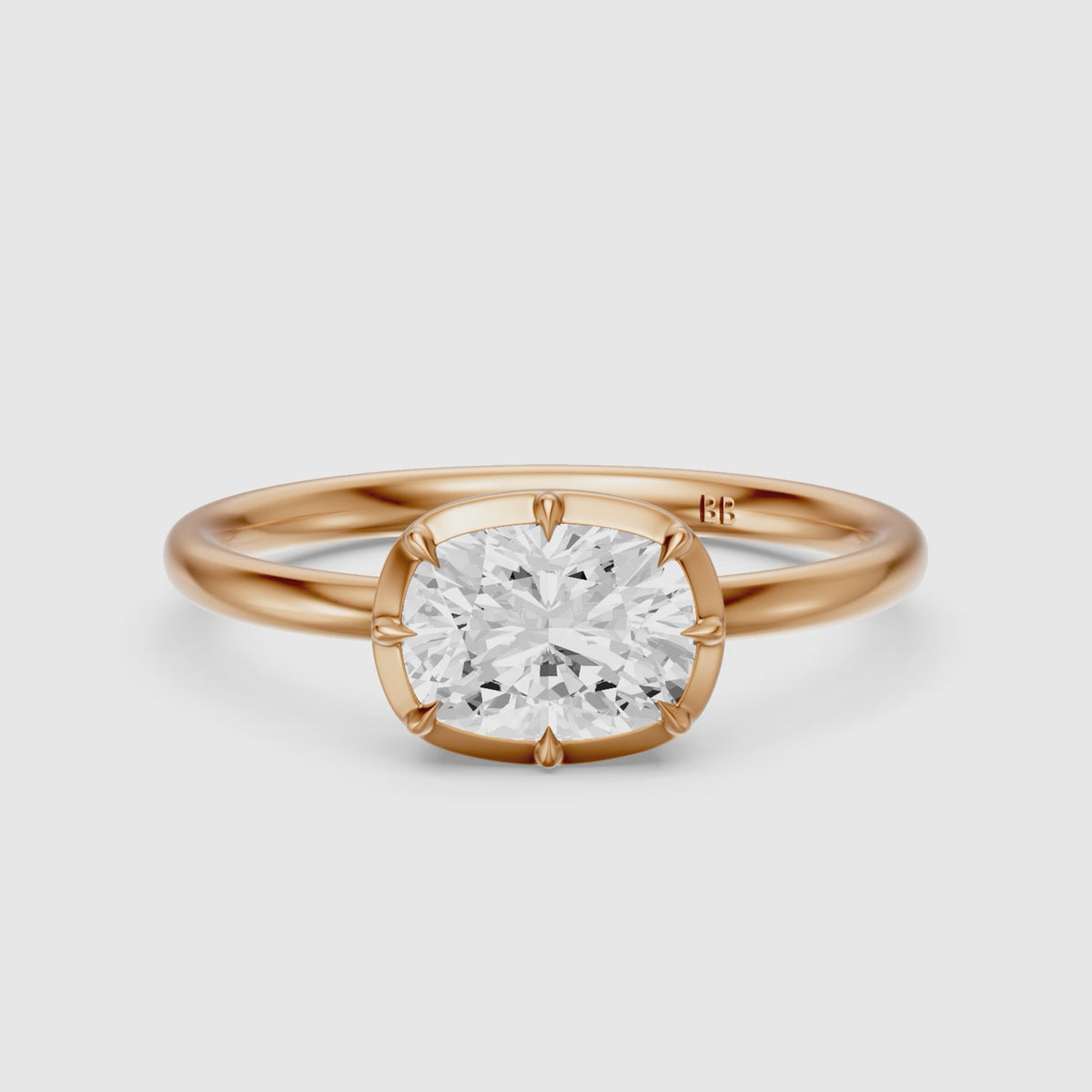 Load video: Zendaya Elongated Cushion Lab Grown Diamond east west Engagement Ring