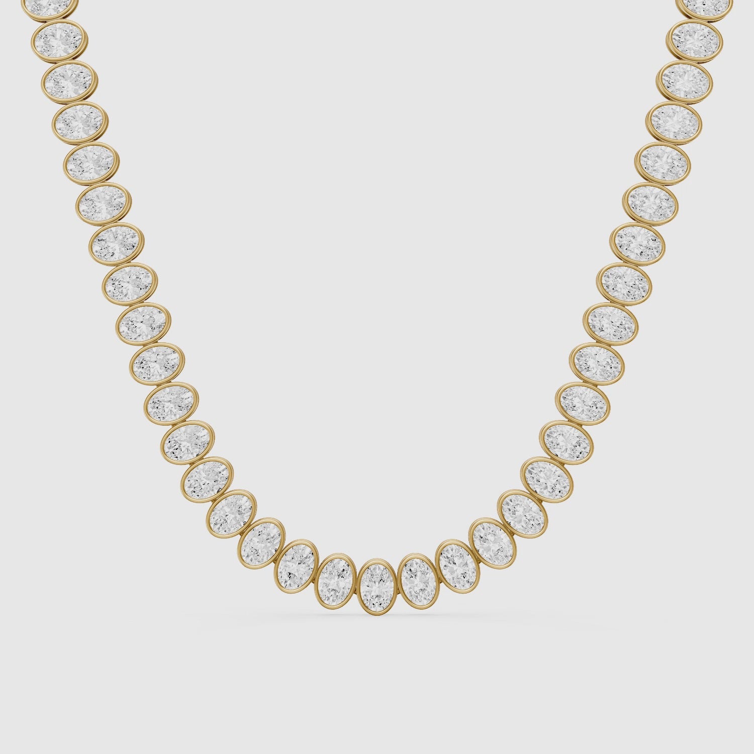 Load video: Melody Oval Lab Grown Diamond Graduated Bezel Set Tennis Necklace