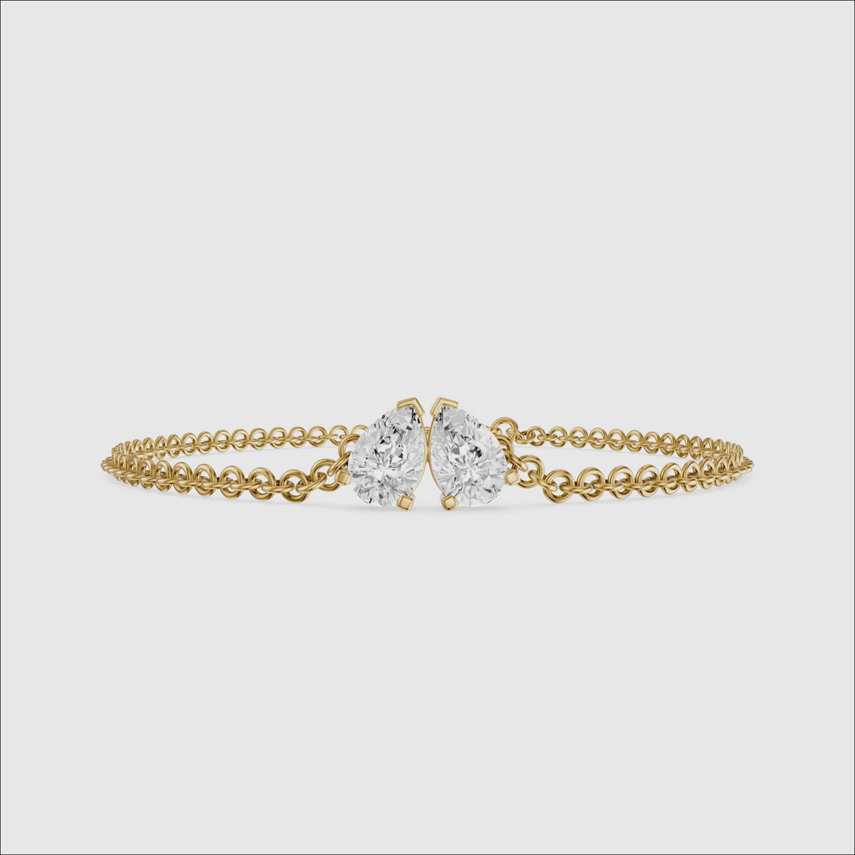 Load video: Jacquelyn Twin Pear Lab Grown Diamond Toi et Moi Chain Bracelet