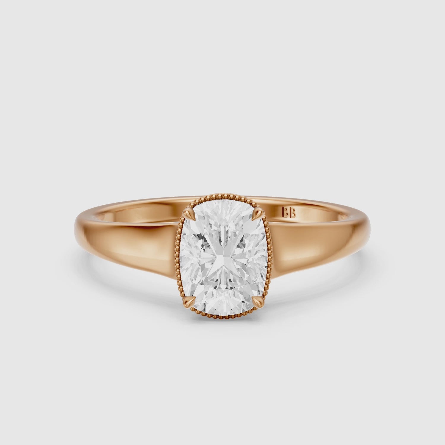 Load video: Alaina Elongated Cushion Lab Grown Diamond Ring with Tulip Setting and Hidden Accent