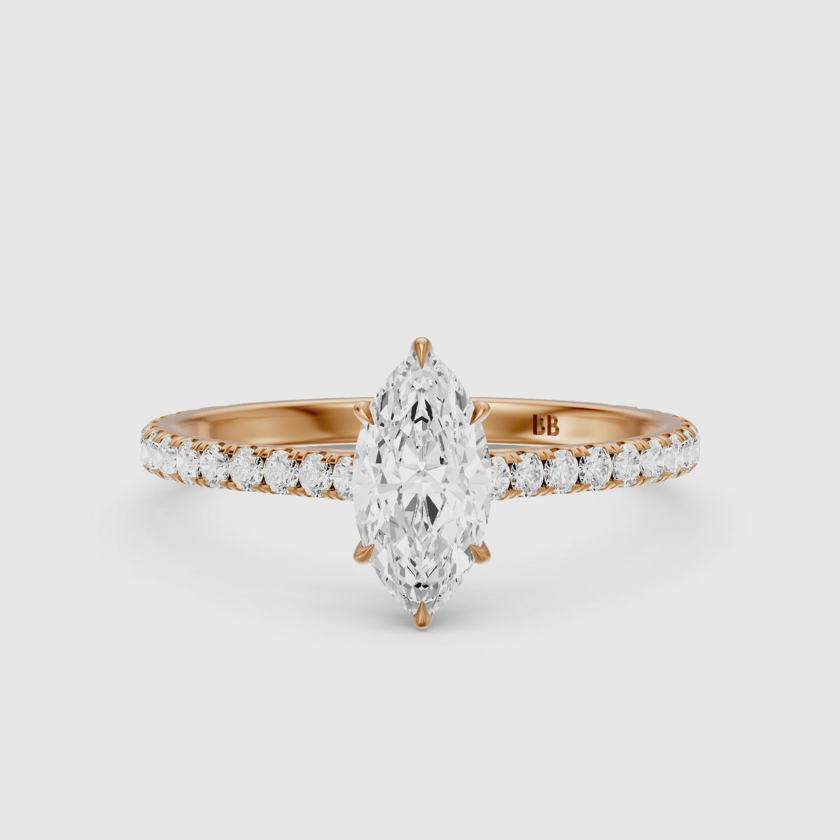 Load video: Selena Marquise Cut Lab Grown Diamond Pave Engagement Ring