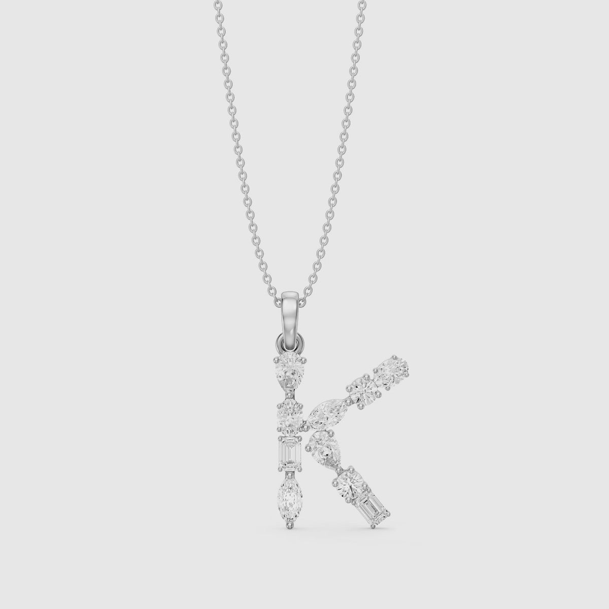 Load video: Sidonie Multi Shape Lab Grown Diamond Initial K Pendant