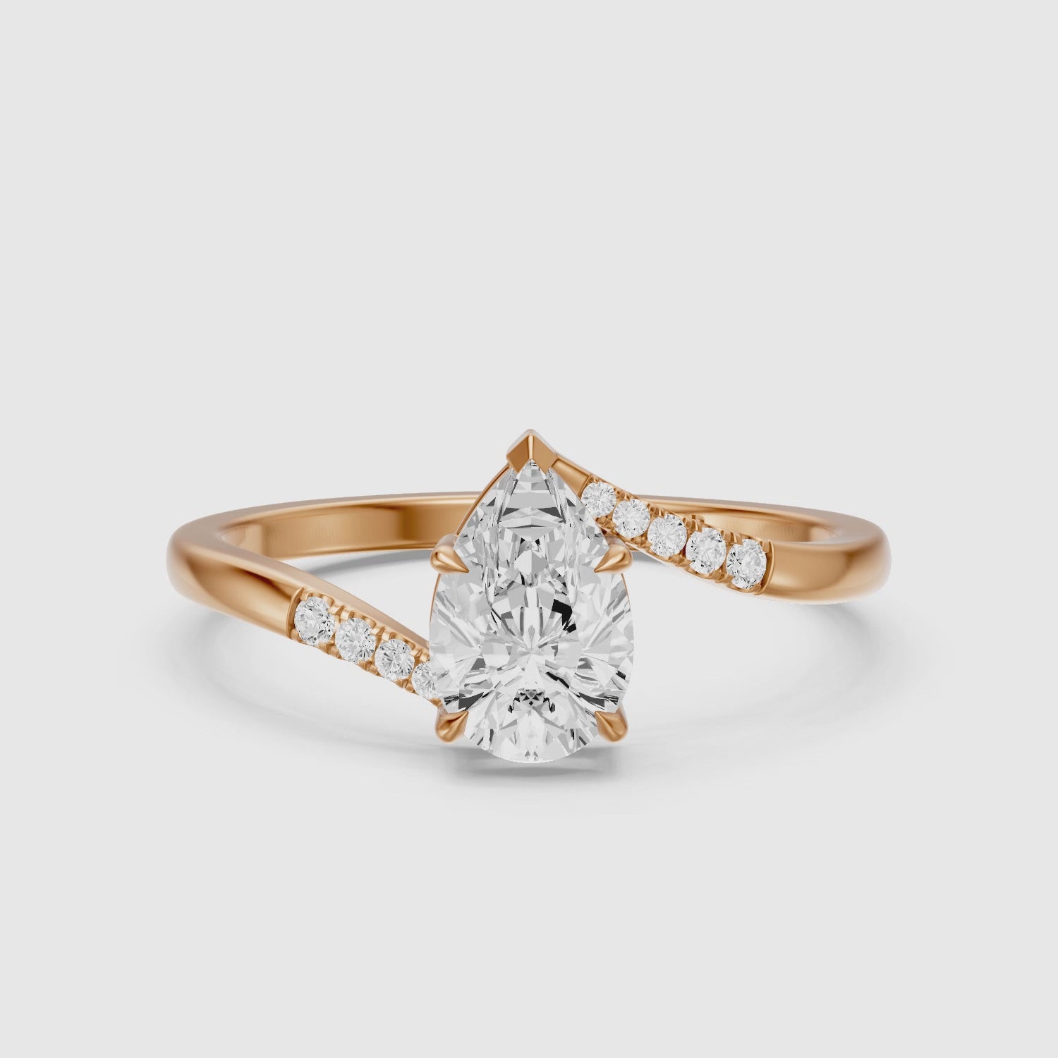 Load video: Juliet Pear Lab Grown Diamond Ring with Asymmetrical Band