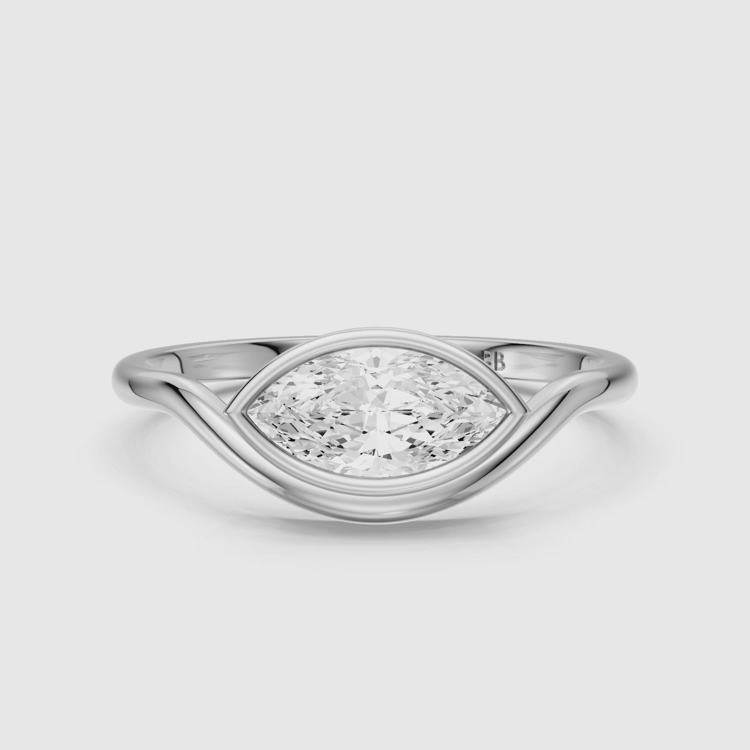 Load video: Eleanor Marquise Cut East West Bezel Set Moissanite Diamond Ring