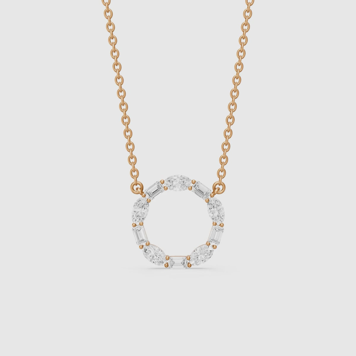 Load video: Tessa Emerald and Oval Lab Grown Diamond Circle Pendant