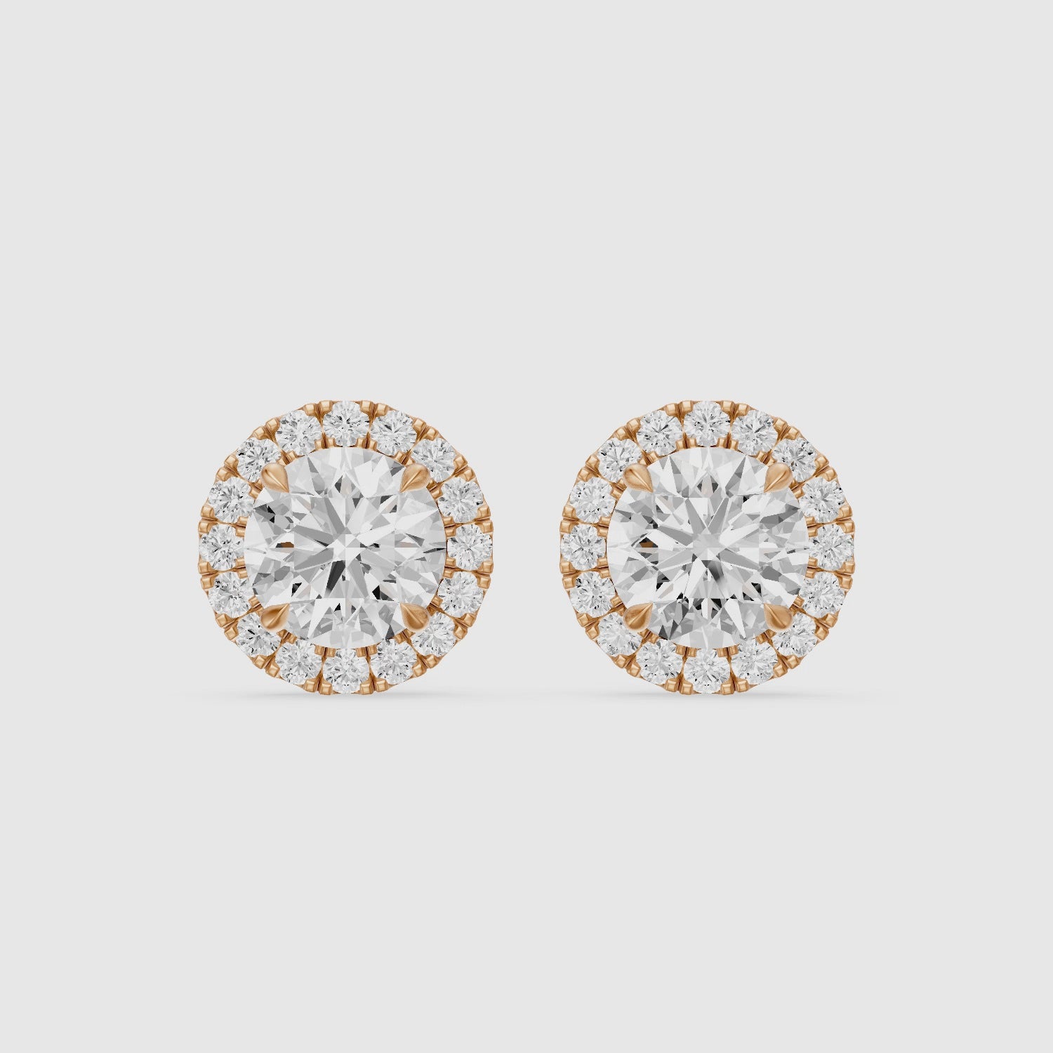 Load video: Sancia Round Lab Grown Diamond Milgrain Inspired Halo Earrings