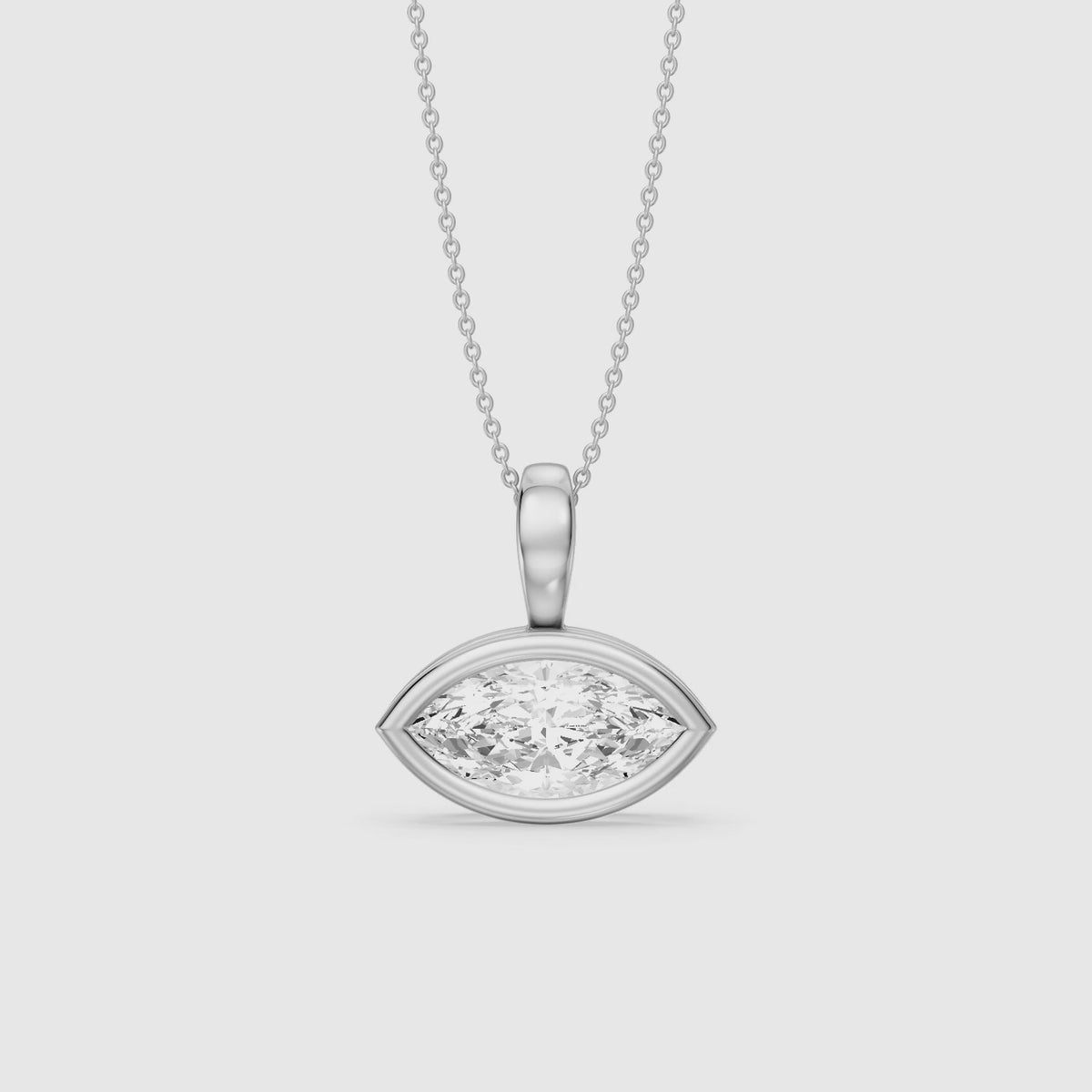 Load video: Malia East West Marquise Lab Grown Diamond Bezel Pendant