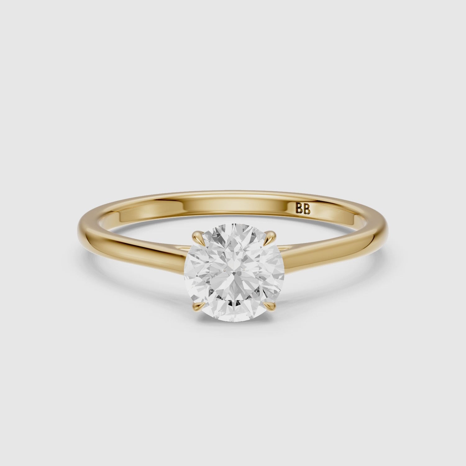 Load video: Aubria Round Cut Solitaire Cathedral Style Lab Grown Diamond Ring