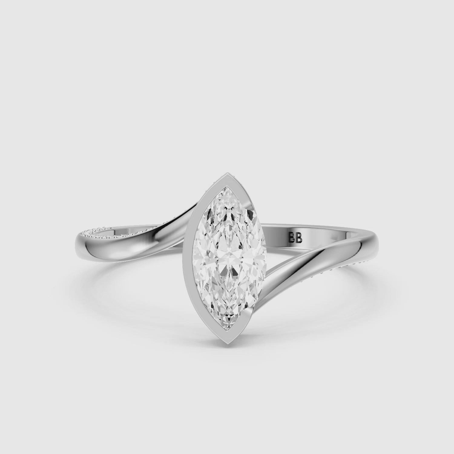 Load video: Sienna Marquise Cut Bezel Lab Grown Diamond Ring