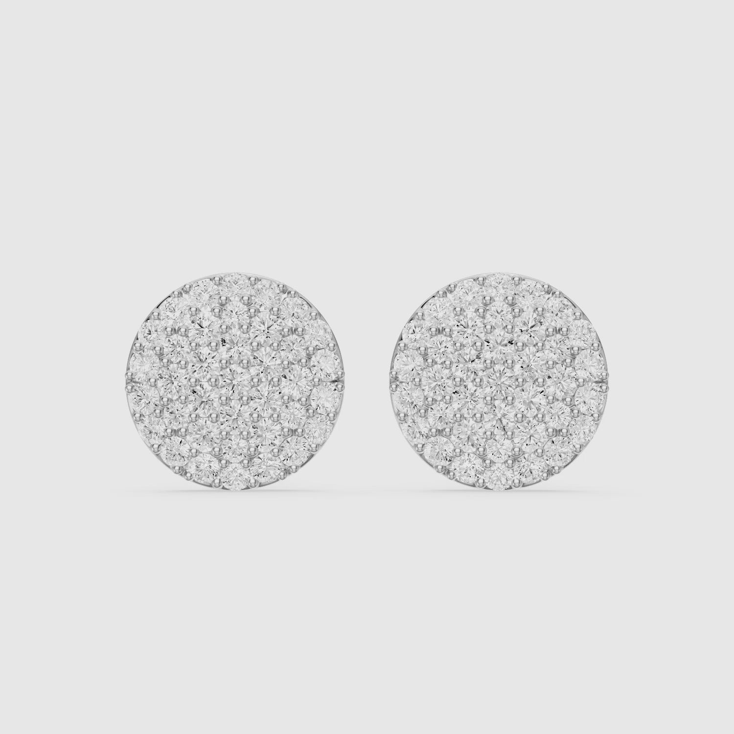 Load video: Rosa Round Cut Lab Grown Diamond Pave Cluster Stud Earrings
