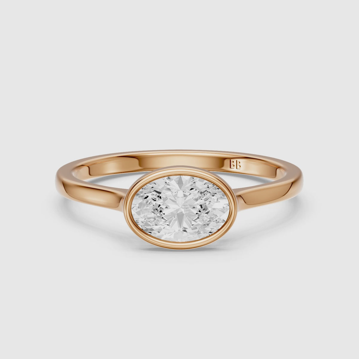 Load video: Riva East-West Oval Bezel Set Lab Grown Diamond Engagement Ring