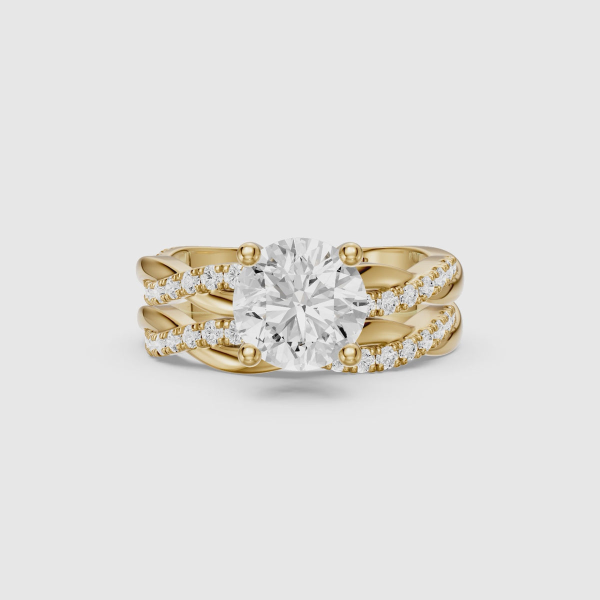 Load video: Isaura Round Lab Grown Diamond Twisted Bridal Set